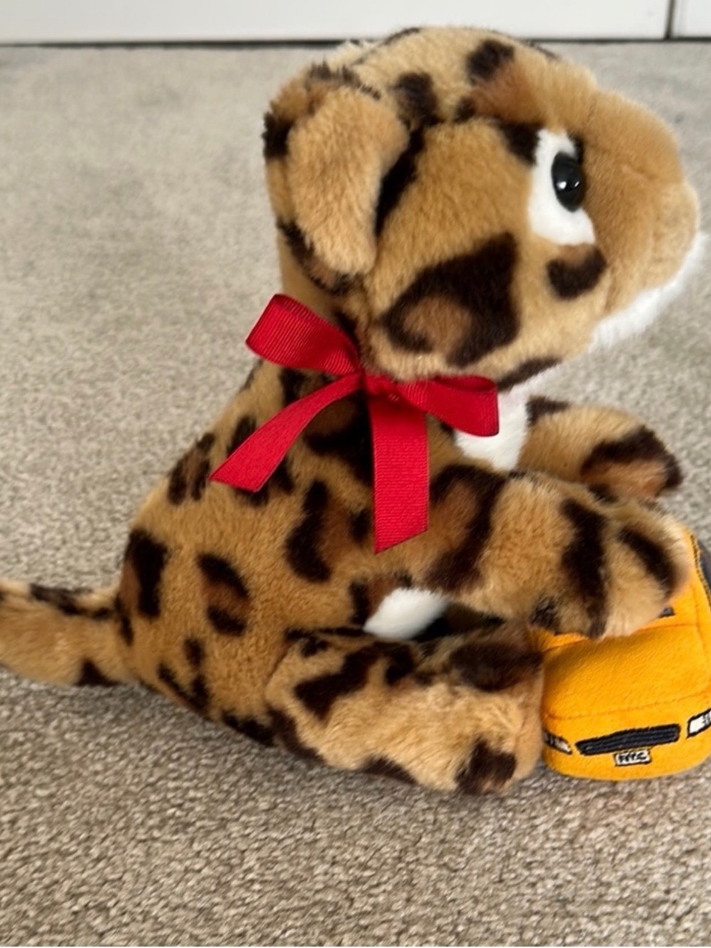 CARTIER Rare Leopard Plush with Red Bow and Yellow Cab Taxi